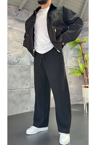 PEERLESS STORE Imported Knitted Fabric Baggy Pants