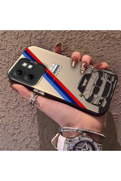 Hontinga حافظة هاتف Infinix Hot 50i متوافقة مع السيليكون بنمط BMW ذات حافة صل...