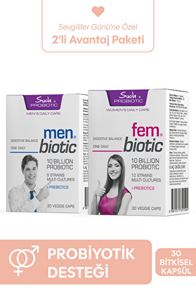 Suda Vitamin MENBIOTIC 30 Bitkisel Kapsül + FEMBIOTIC 30 Bitkisel Kapsül