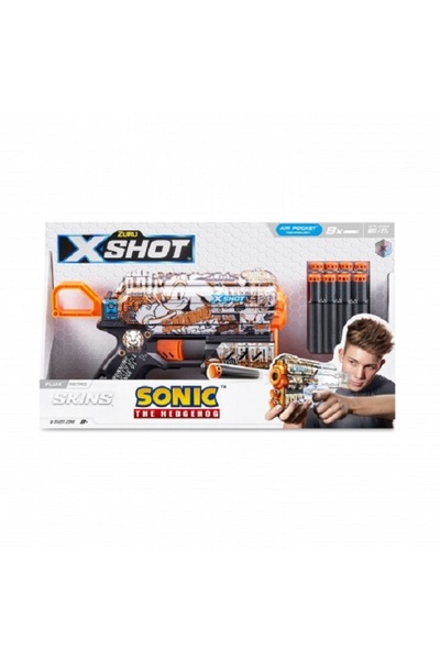 X-Shot Toy Pistol X&minus;Shot Skins Flux, Sonic, Retro, 8 cartri...