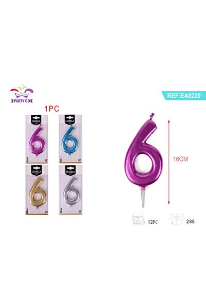 MC Micostore Lumanari aniversare pentru tort PartyGo cifra 6, 16cm, diverse c...