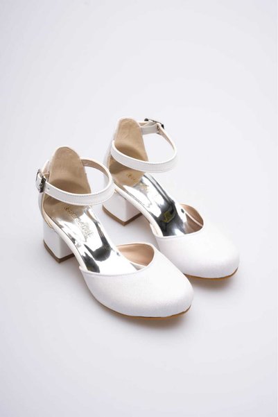 EZOM Children's Evening Dress Shoes with Shiny White Heels