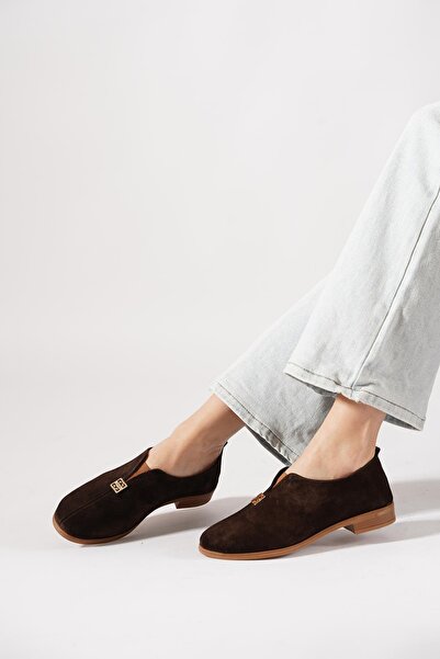 Moda Pie Koddeser front closed buckle genuine leather women's flat shoes coff...