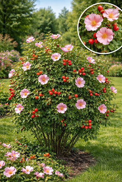 Vasada Kuşburnu Fidanı Rosa Canina (Dikenli) Tüplü 40-60 cm
