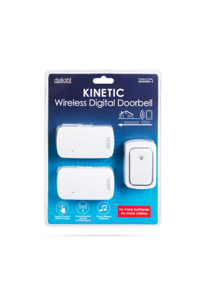 OEM Λευκό ασύρματο κουδούνι πόρτας χωρίς μπαταρία Kinetic 2x δέκτες απόλαυσης...