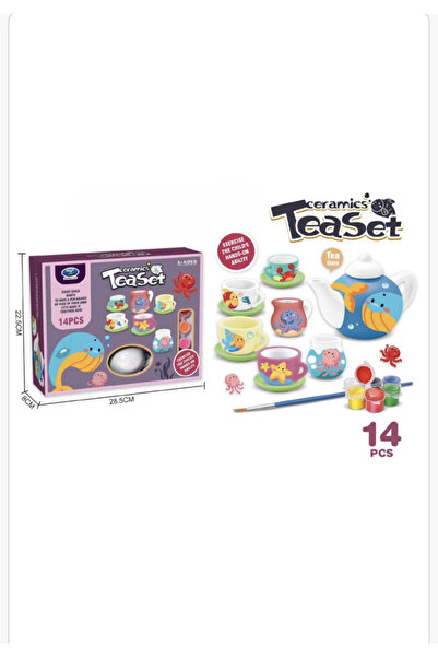 OEM Set de ceai ceramic pentru copii – Kit creativ de pictat cu acuarele, 14 ...