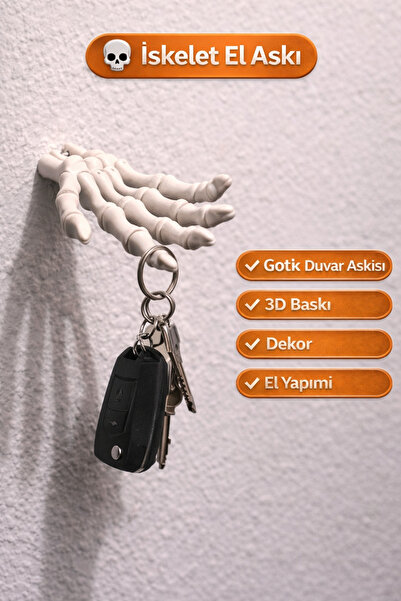 Della İskelet El Askı Gotik Duvar Askısı