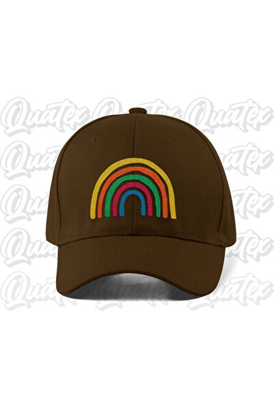 QUATEX Καπέλο με κέντημα Rainbow - Καφέ Χρώμα 100% Βαμβακερό Γαμπαρντίν Καπέλ...