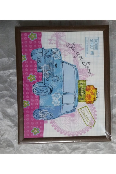 esdekor Blue Car Cushioned Patterned Enjoyment Tray 1 Piece