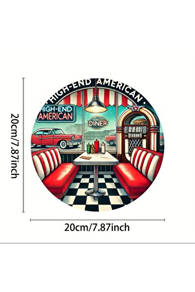 Choice 8x8inch(20x20cm) black 1pc Vintage American Diner Scene Aluminum Sign,...