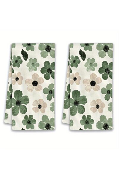 Choice 2pcs green 2Pcs, Sage Green Floral Kitchen Towels, 40Cm*60Cm Towel Set...