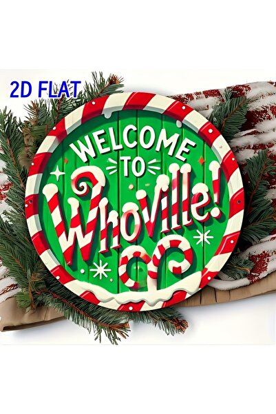 Choice 8x8inch(20x20cm) black 2D Flat, 1pc Vintage "Whoville Welcome" Circula...