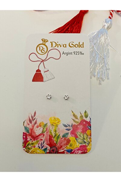 Diva Gold Silver Stud Earrings Mărțișor