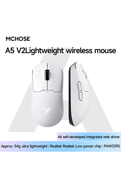 Choice1 ماوس ألعاب لاسلكي أبيض من سلسلة MCHOSE A5 V2 ULTRA، بثلاثة أوضاع لعب ...
