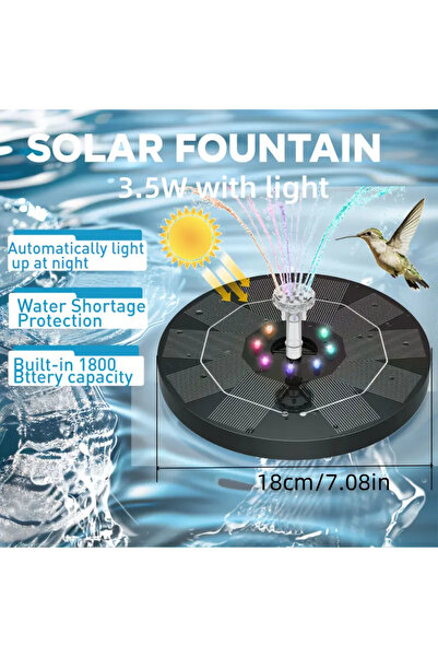 Choice مضخة نافورة تعمل بالطاقة الشمسية مزودة بـ 6 فوهات، بقدرة 3.5 واط، ومزو...