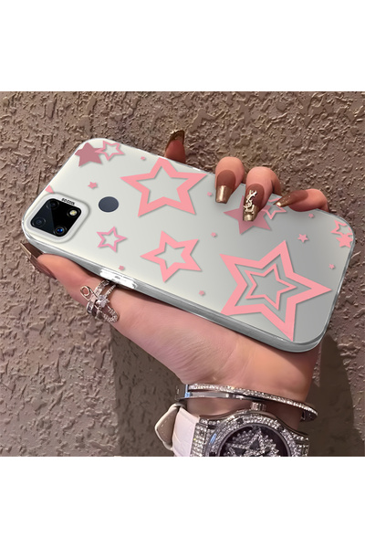 Hontinga حافظة هاتف من السيليكون متوافقة مع Realme C25S، مزودة بنمط نجوم، وحا...