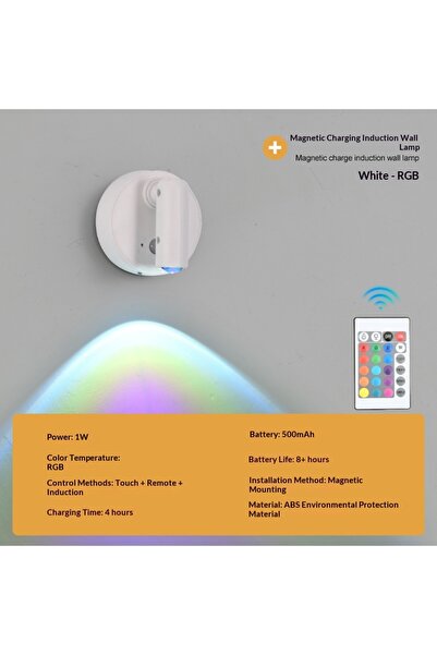 Choice مصباح جداري لاسلكي قابل لإعادة الشحن عبر منفذ USB، مزود بإضاءة LED بيض...