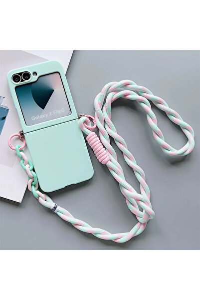Choice26 Galaxy Z Flip6 Green With Crossbody Lanyard Strap Slim Phone Case Fo...