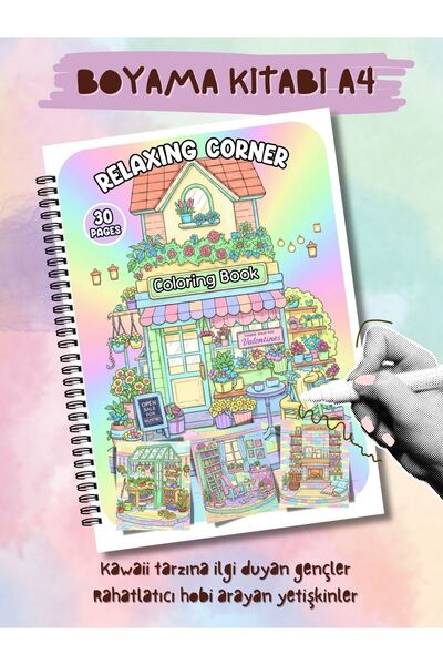 deniz9 Relaxing Corner Boyama Kitabı | Kawaii Tarzı 30 Sayfa