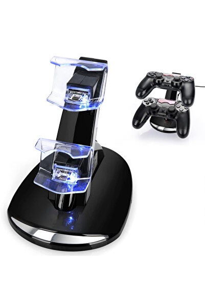 Choice شاحن أسود لوحدة تحكم PS4، قاعدة شحن مزدوجة، محطة شحن سريعة، حامل شحن ل...