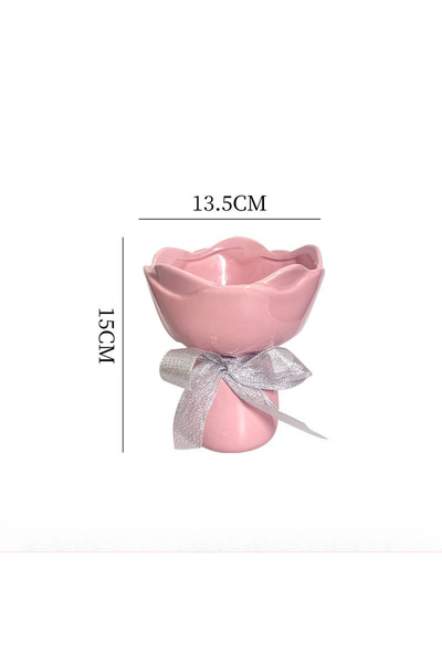 choice2 pink Ceramic Vase Rose Flower Shaped Vase Desk Decorati Flowers Bouqu...