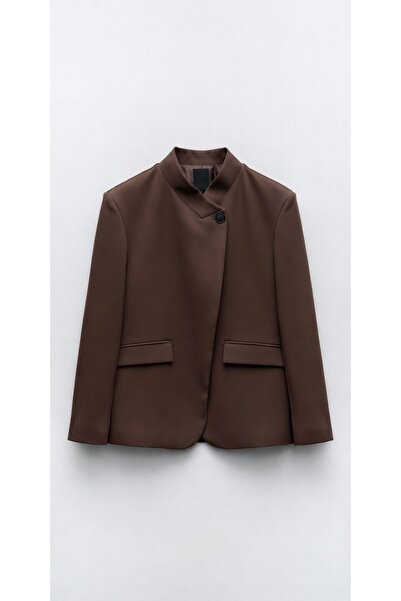 Julidress Single Button Detailed Notched Collar Premium Design Blazer Jacket