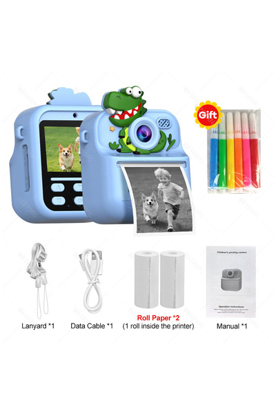 Choice6 مجموعة ديناصورات، كاميرا أطفال، طباعة فورية، كاميرا رقمية مزدوجة، فيد...