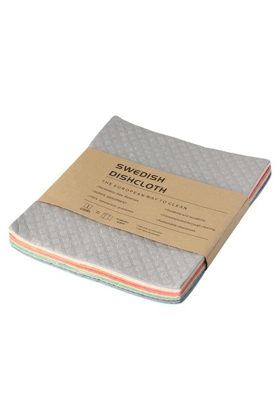 Choice Red 10Pcs Reusable Swedish Dishcloths Colorful Cellulose Sponge Cloth ...