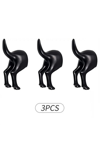 Choice1 خطافات جدارية سوداء بثلاث قطع على شكل ذيل كلب، خطافات جدارية إبداعية،...