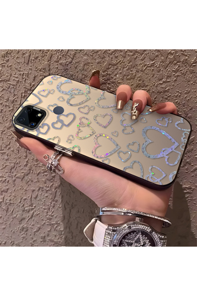 Hontinga حافظة هاتف Realme C25S متوافقة مع نمط القلب من السيليكون ذات حافة صل...