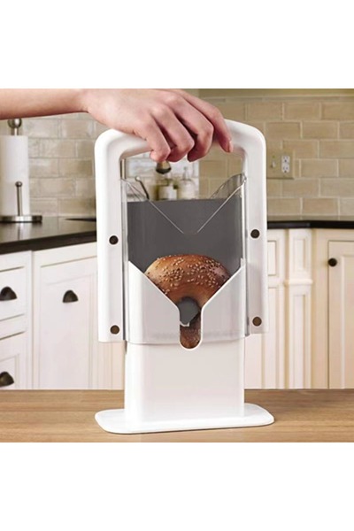 Choice WHITE Bagel Guillotine Slicer Bagel Slicer, Bread Slicer, Kitchen Tool