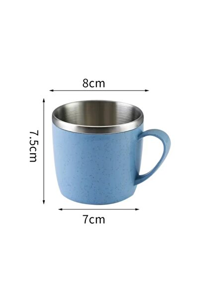 Choice 220ml blue 1pcs Stainless Steel Cup Wheat Straw Element Small Water Cu...