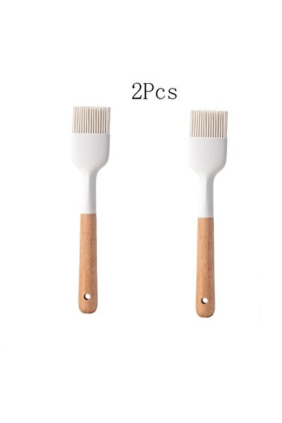 Choice White 2Pcs White Basting Brush Heat Resistant with Wooden Handle Food ...