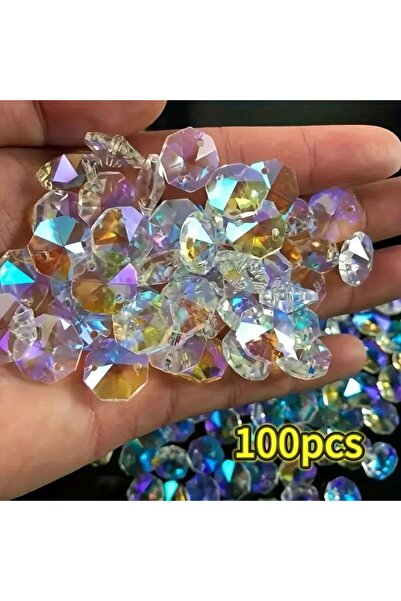 Choice1 مجموعة من 100 قطعة من خرز الكريستال الزجاجي الملون ذي الفتحتين، مقاس ...