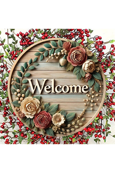 Choice لافتة ترحيب خشبية دائرية عتيقة الطراز، قطعة واحدة، مقاس 8 بوصات، يمكن ...