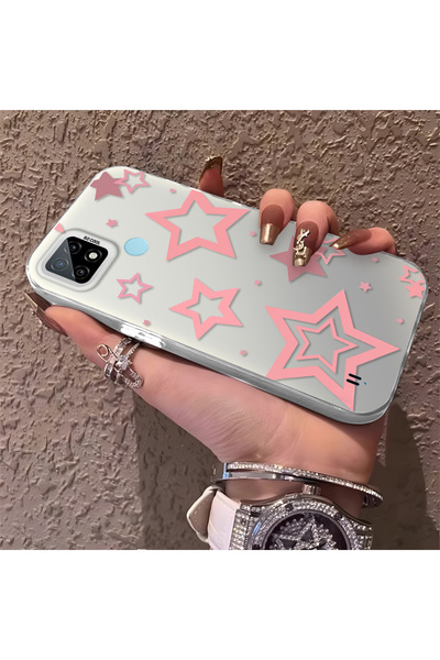 Hontinga حافظة هاتف من السيليكون متوافقة مع Realme C21، مزينة بنمط النجوم، وح...