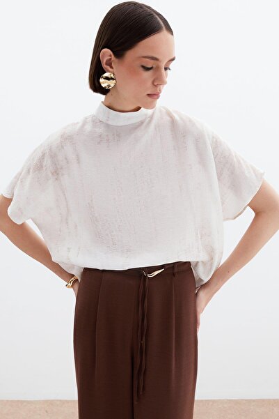 CKM MODA Μπλούζα με σχέδια Arin, χαλαρή εφαρμογή, χρώμα πέτρας