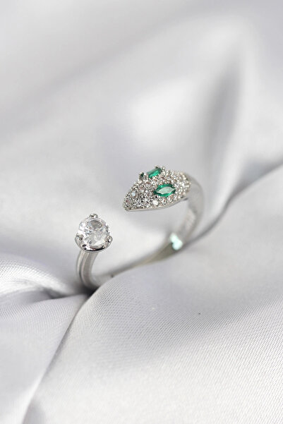 Eco Lounge Snake Model Zircon Stone Silver Color Women's Ring