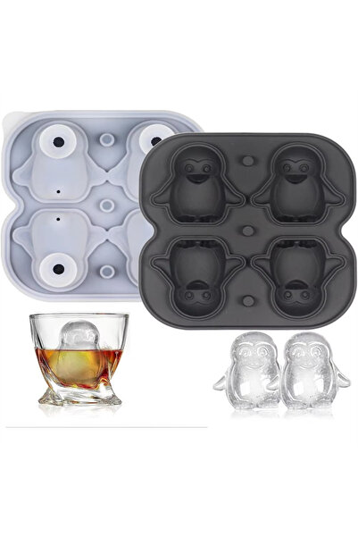 Choice1 black Ice Cube Tray,Silicone Ice Cube Tray with Lid,Penguin Ice Cube ...