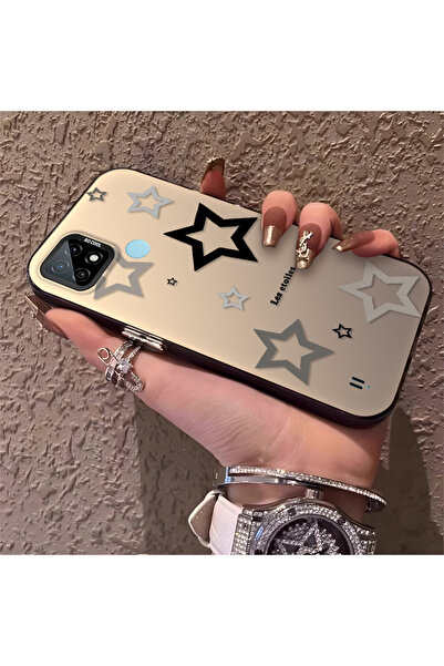 Hontinga حافظة هاتف Realme C21 متوافقة مع نمط النجوم من السيليكون ذات حافة صل...