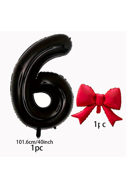 Choice9 40inch NO.6 40inch black digital balloon set with red bow aluminum fo...