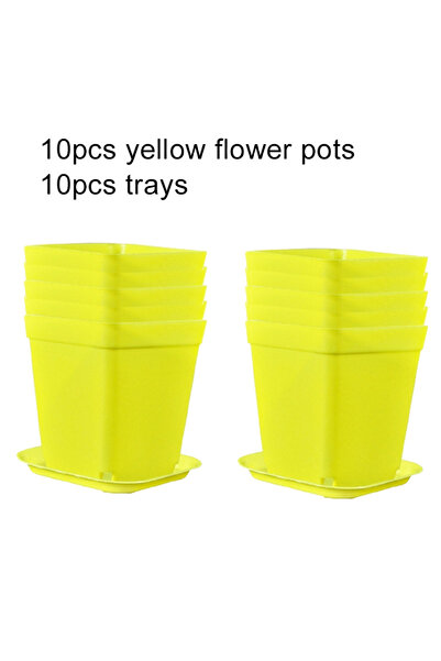 Choice1 10pcs yellow 10pcs/set Mini Seedling Tray Square Pot Flower Pot Succu...