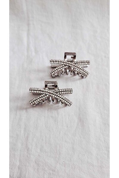 Beyaz Dükkan Metal Clasp with Zircon Stone 4 cm 1 Piece