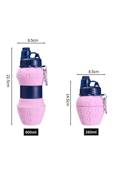 Choice1 0.6L Light Pink Portable Foldable Sports Water Bottle 600Ml Travel Sp...