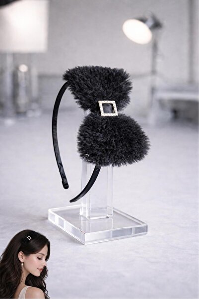 Diloshtrend Design Fiyonk Peluş Taç Zirkon Taşlı Fiyonk Peluş Taç