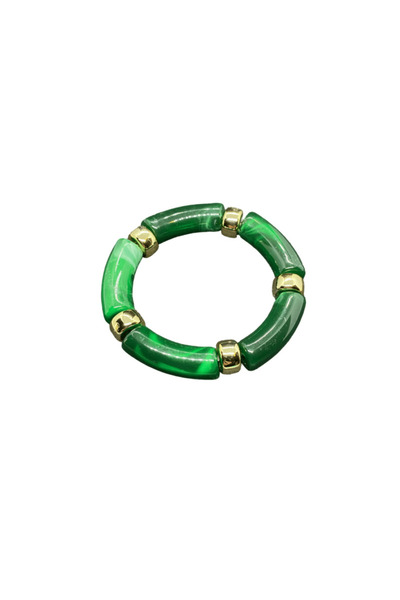 FM Vibrant Green Colored Acrylic Elastic Bracelet - Stylish Design, Modern Look