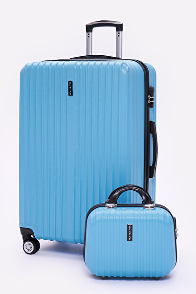 ELATAE 2'li Valiz Seti Kırılmaz Valiz Büyük Boy ve Makyaj 2'li Set