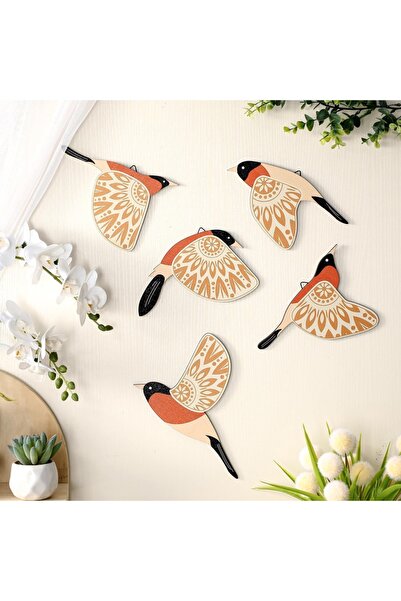 Choice4 5 قطع من ديكور حائط خشبي على شكل طائر أسود، قطعة فنية عتيقة الطراز ال...