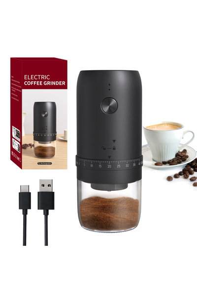 Choice مطحنة قهوة كهربائية محمولة جديدة سوداء اللون تعمل بمنفذ USB، مزودة بـ ...