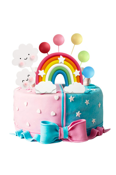 Choice 8pcs set 8PCS Rainbow Cake Decoration Set, Pastel Heart Rainbow Clouds...